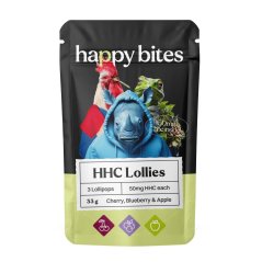 Happy Bites HHC saldainiai, vyšnios / mėlynės / obuoliai, 3 vnt. x 50 mg, 150 mg