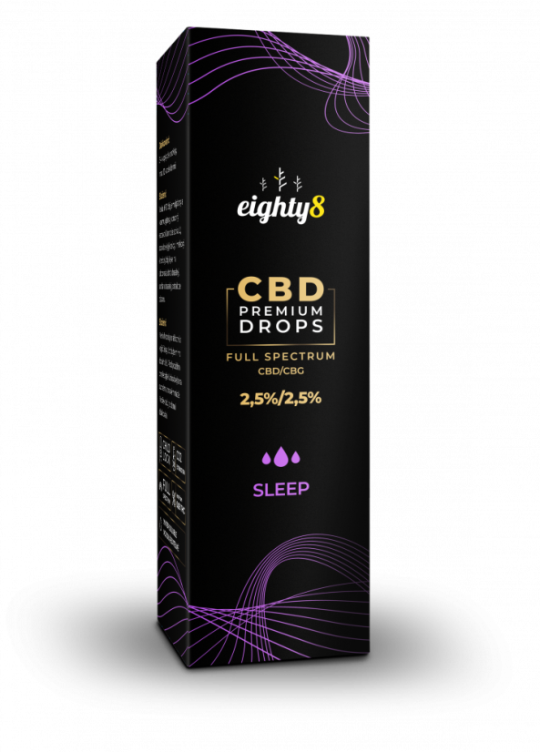 Eighty8 Picături de somn, 5% CBD și CBG, 10 ml, 500 mg