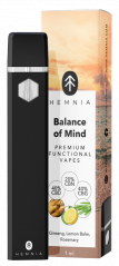 Hemnia Stylo vaporisateur fonctionnel Balance of Mind Premium - 40 % CBD, 40 % CBG, 20 % CBN, Ginseng, Mélisse, Romarin, 1 ml