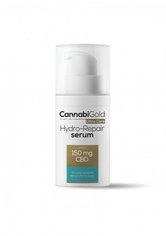 CannabiGold Siero idratante rinnovatore per pelli secche con CBD 150 mg, 30 ml