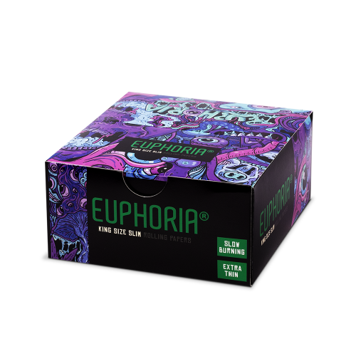 Euphoria King Size Slim Psychedelic Rolling Papers + Filters - Коробка 50 шт.