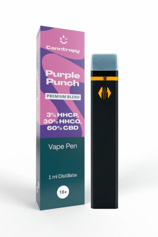 Canntropy HHC-PO Blend Vape Pen Purple Punch, HHC-P 3%, HHC-O 30%, CBD 60%, 1 ml