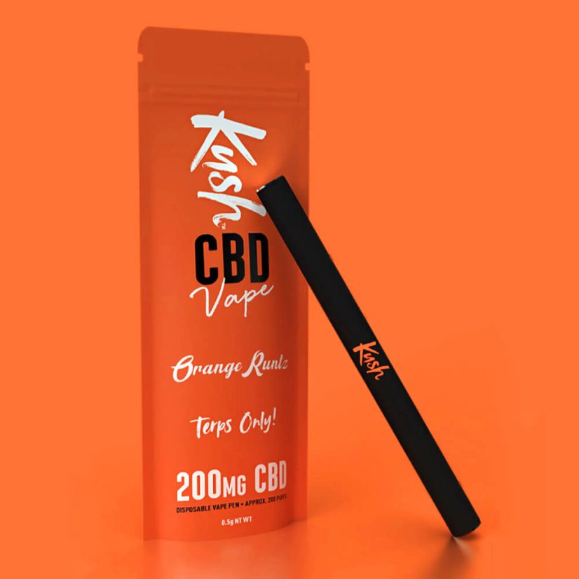 Kush Vape CBD Vape Pen Orange Runtz 2.0, 200 mg CBD - näyttölaatikko 10 kpl