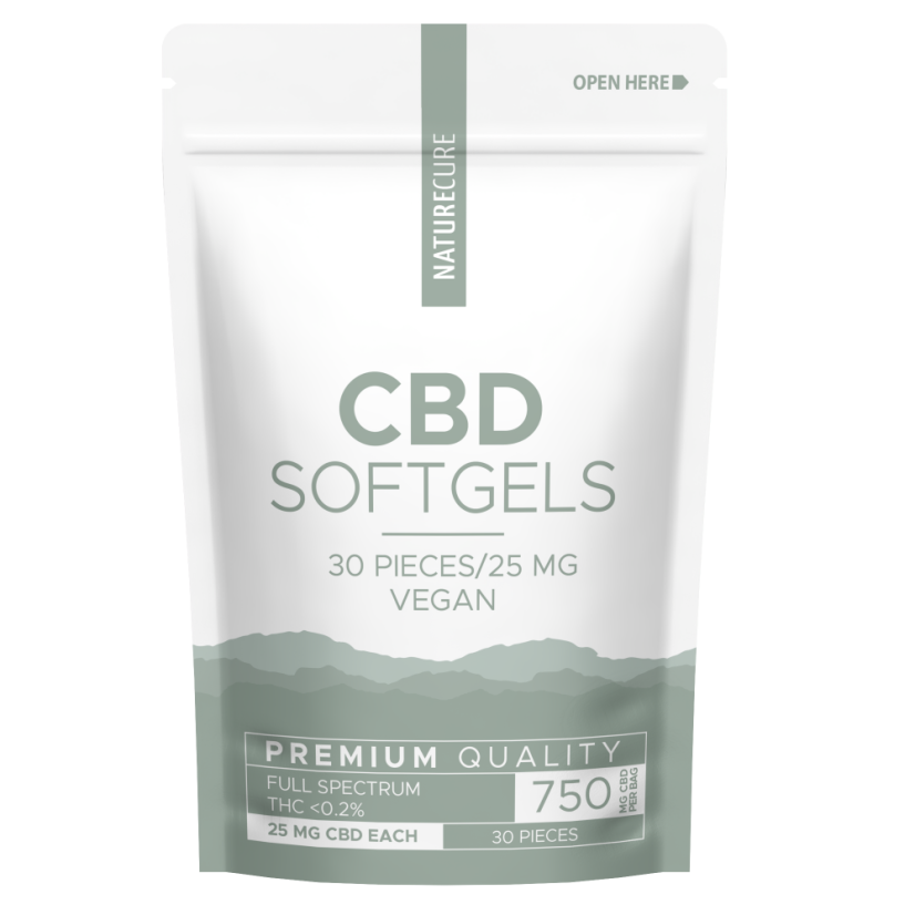 Nature Cure Cápsulas de gel CBD - 750 mg CBD, 30 unidades x 25 mg