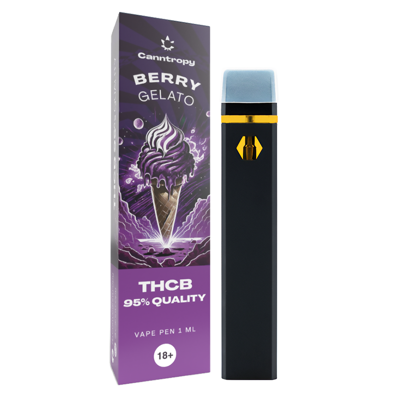 Canntropy THCB Vape Pen monouso Berry Gelato, qualità THCB 95%, 1ml, scatola espositiva con 10 pezzi