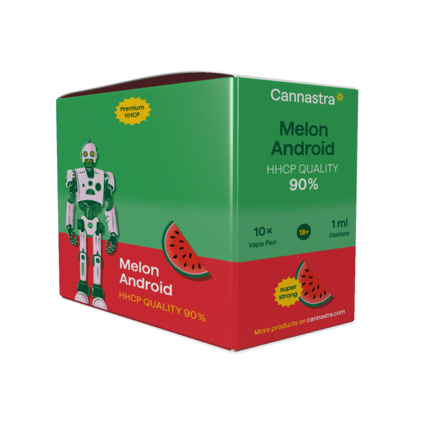 Cannastra HHCP Vape Pen Melon Android, HHCP 90 % kokybė, 1ml - Display Box, 10 vnt.