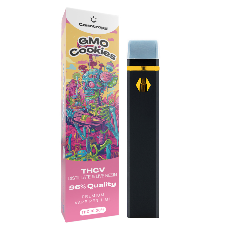 Canntropy THCV Vape Pen desechable GMO Cookies terpenos de resina viva, calidad THCV 96%, 1 ml