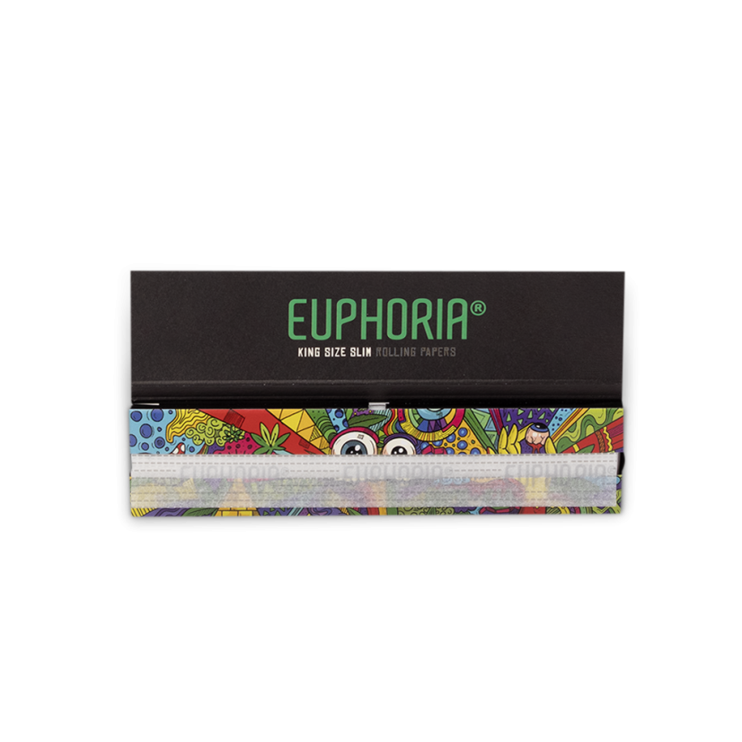 Euphoria Vibrant Rolling Papers Kingsize Slim - Display Box med 50 pakker