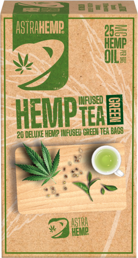 Astra Hemp Green Tea 25 mg Óleo de cânhamo (caixa com 20 saquinhos de chá) - caixa (10 caixas)