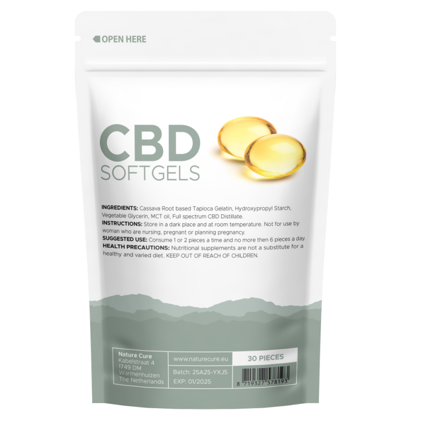 Nature Cure CBD gelkapslar - 750 mg CBD, 30 st x 25 mg