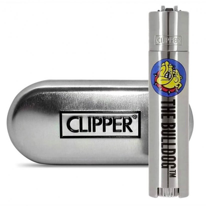 The Bulldog Clipper sidabriniai metaliniai žiebtuvėliai + dovanų dėžutė, 12 vnt / ekranas