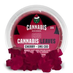 Cannabis Bakehouse — CBD gumijas lapas, ķirsis, 10 gab. x 5 mg CBD