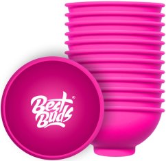 Best Buds Silikone røreskål 7 cm, Pink med hvidt logo (12 stk/pose)