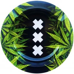 Best Buds Metal Ashtray, XXX Amsterdam Weed Leaves