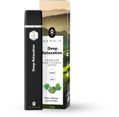 Hemnia Premium Functional CBDP și CBN Vape Pen Deep Relaxation - 5 % CBDP, 90 % CBN, Kava, Valeriană, Balsam de lămâie, 1 ml