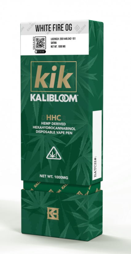 Kalibloom HHC Vape Στυλό άσπρο Φωτιά OG 90 %, 1000 mg HHC, 1 Jr