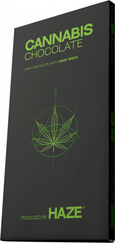 HaZe Cannabis Mörk Choklad med hampafrön - Kartong (15 barer)