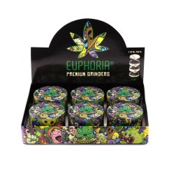 Euphoria Kovové Drtičky Whimsical 63 mm, 4 díly - Display Box se 6 kusy