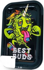 Best Buds LSD großes Metall-Rolltablett mit magnetischer Grinder-Karte