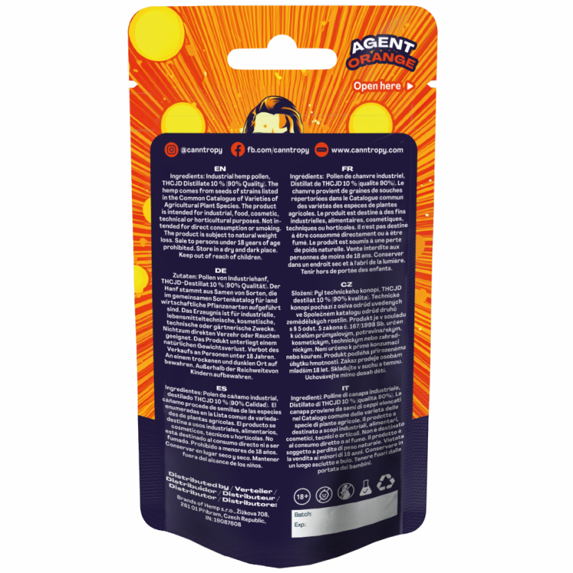 Canntropy THCJD Hash Agent Orange, THCJD 90% kakovosti, 1 g - 5 g