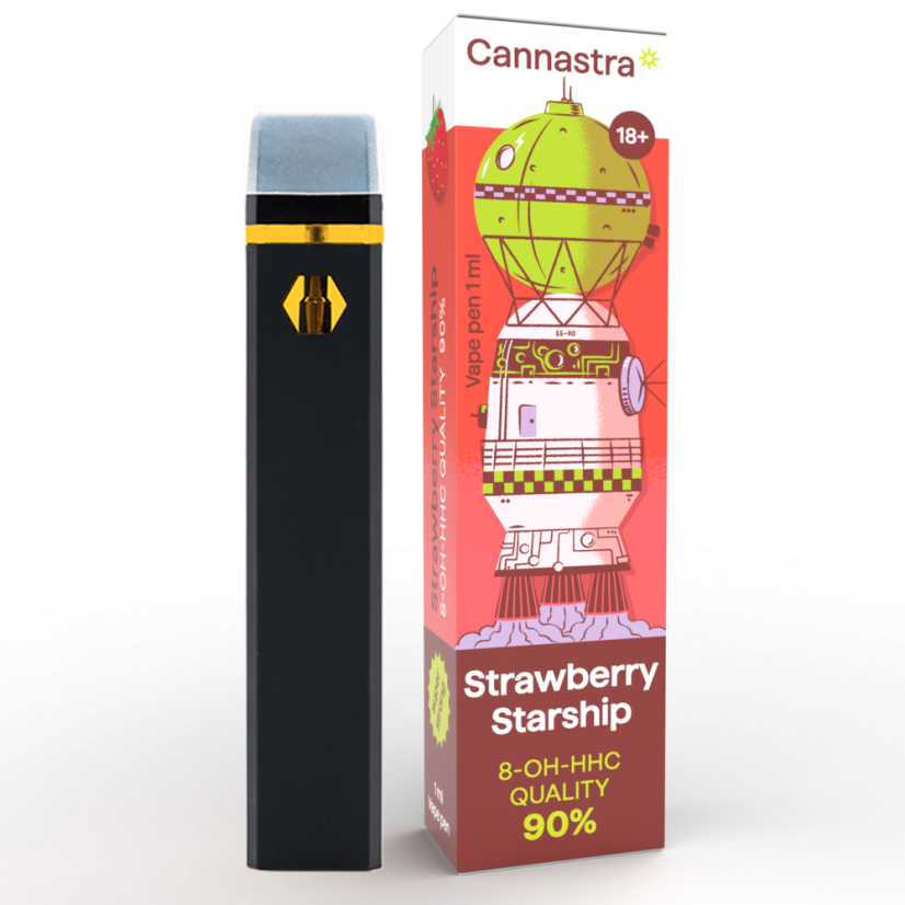 Cannastra 8-OH-HHC Vape Pen Strawberry Starship, 8-OH-HHC 90% ποιότητα, 1ml - κουτί οθόνης 10 τμχ