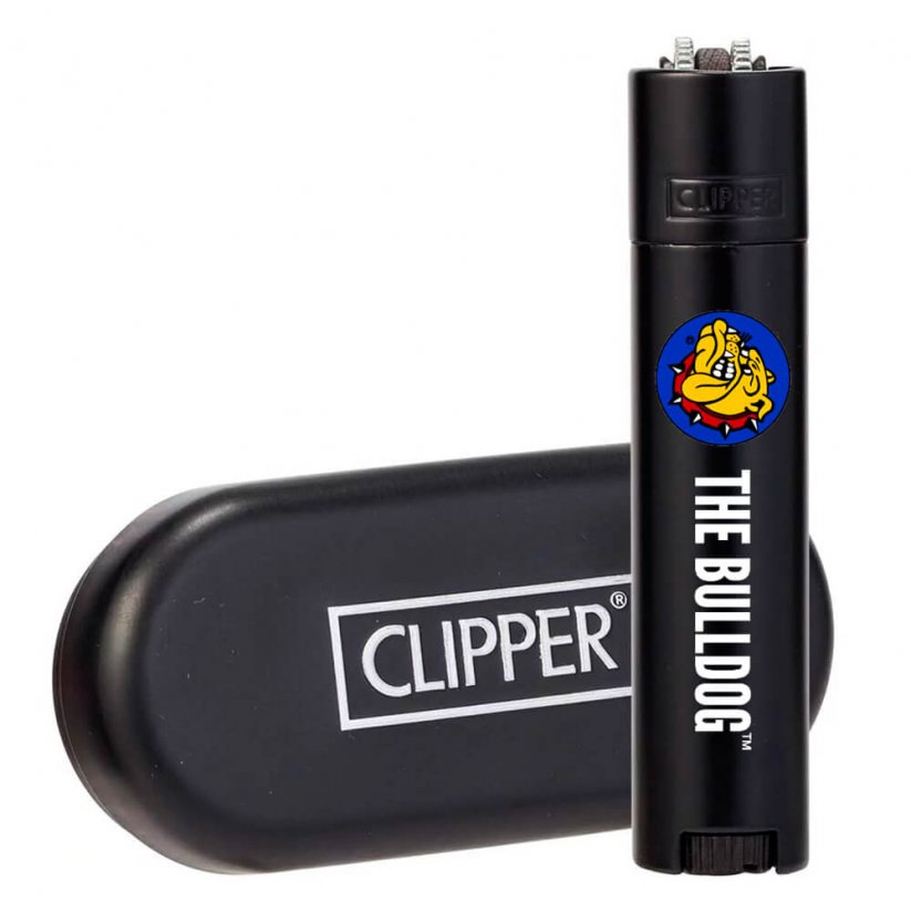 The Bulldog Clipper Matowe czarne zapalniczki metalowe + pudełko upominkowe, 12 szt./ekspozycja