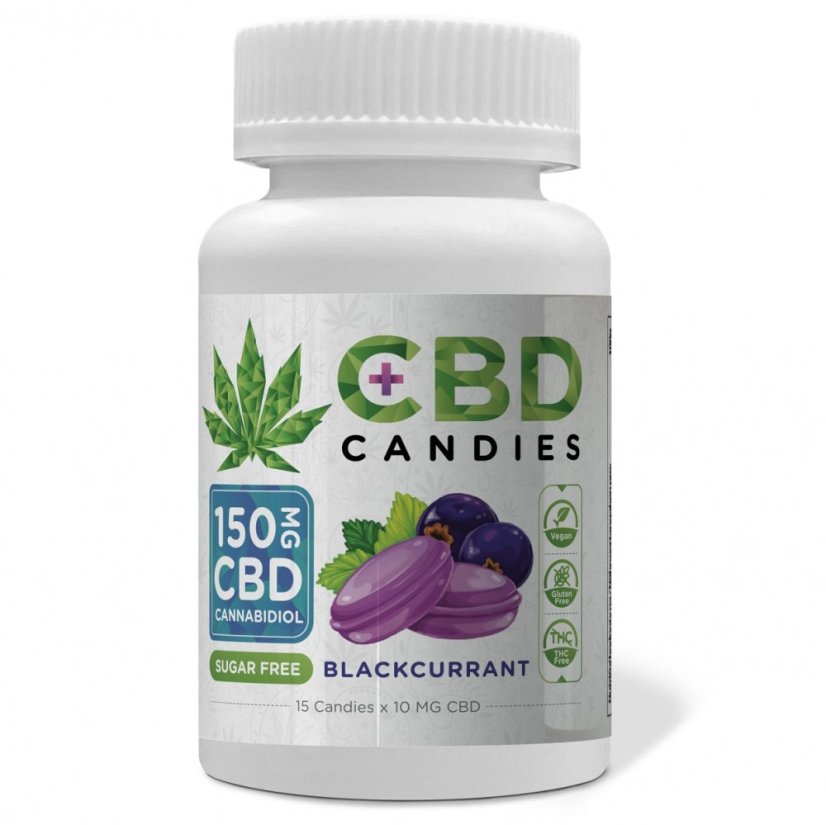 Euphoria Caramelos CBD Grosella Negra 150 mg CBD, 15 piezas x 10 mg