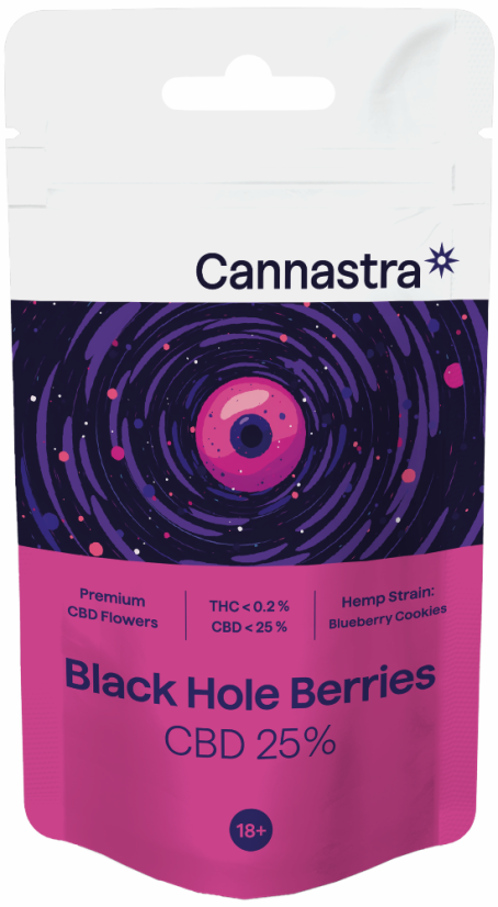 Cannastra Flores de CBD Bayas de agujero negro, CBD 25 %, 1 g - 100 g