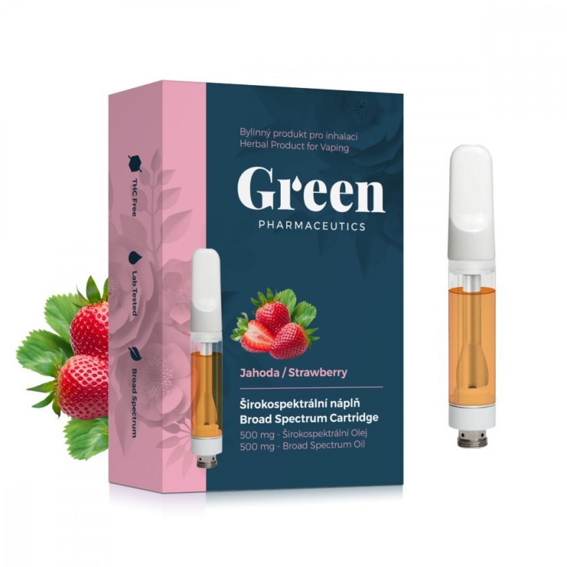 Green Pharmaceutics recambio para inhalador de amplio espectro - Fresa, 500 mg de CBD