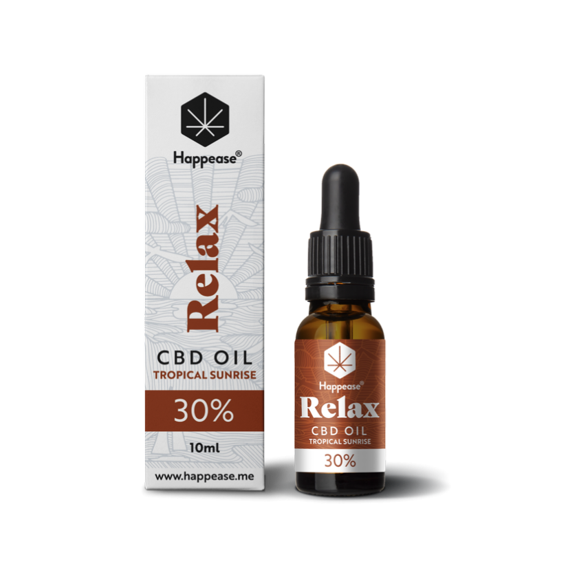 Happease Aceite Relax CBD Amanecer Tropical, 30% CBD, 3000 mg, 10 ml