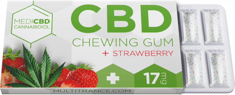 MediCBD Strawberry CBD Chewing Gum (17 mg CBD), 24 kaxxa fil-wiri