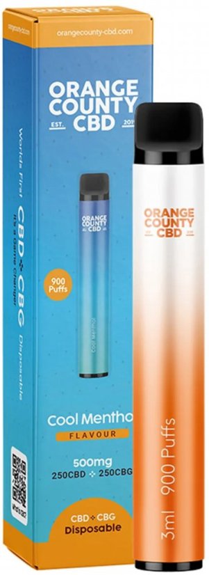 Orange County CBD Vape Pen Cool Mentolo, 250 mg CBD + 250 mg CBG, 3 ml
