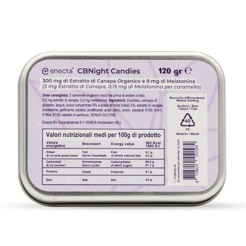 Enecta CBNight Gummies 60 бр., 300 mg CBD, 9 mg мелатонин, 120 g