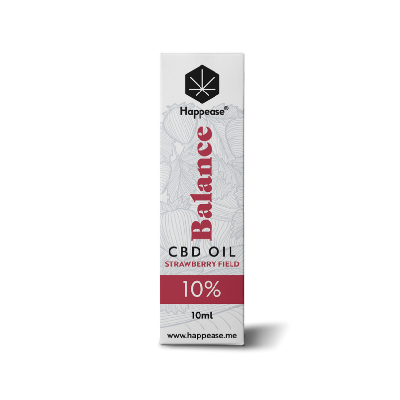 Happease Balance CBD Olio di campo di fragole, 10% CBD, 1000 mg, 10 ml