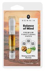Hemnia Cartridge Balance of Mind - 40 % CBD, 40 % CBG, 20 % CBN, ginseng, lemon balm, rosemary, 1 ml