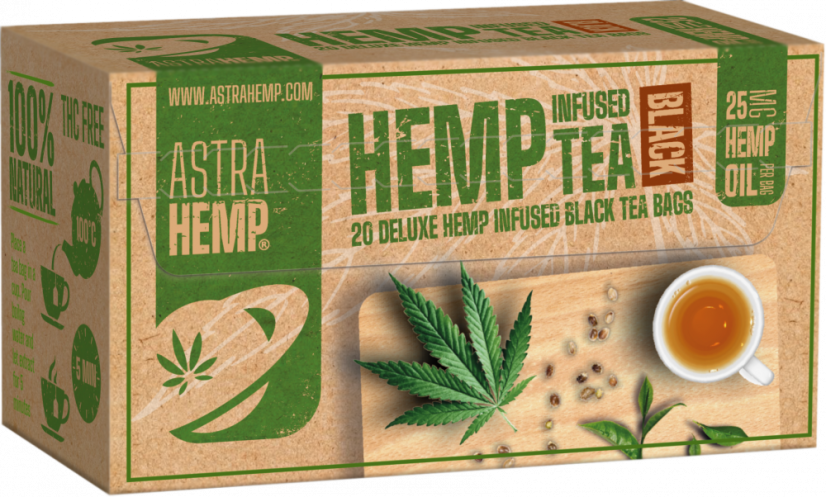 Trà đen Astra Hemp 25 mg Dầu gai dầu (Hộp 20 túi trà) - Thùng (10 hộp)