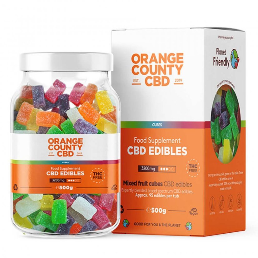 Orange County CBD Cubi di caramelle gommose, 95 pezzi, 3200 mg CBD, 500 g