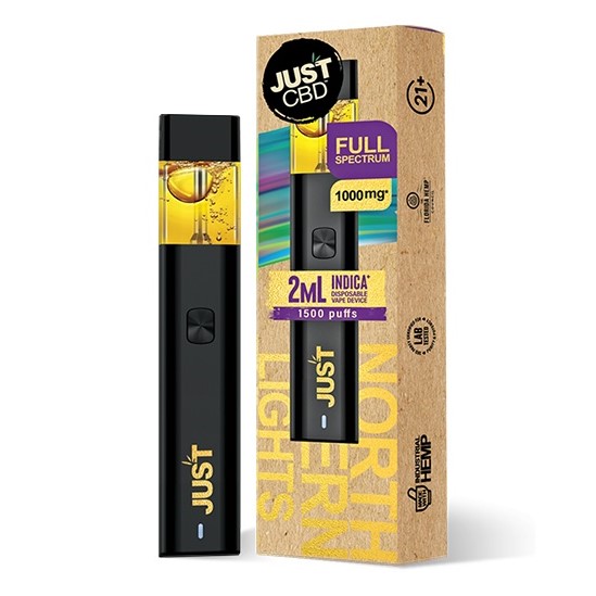 JustCBD Disposable Northern Lights Indica Vaporizer Pen, 1000 mg CBD, 2 ml