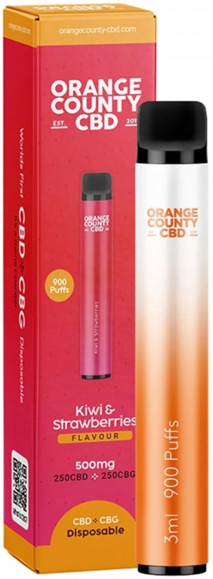 Orange County CBD Vape Pen Kiwi & Jarðarber, 250mg CBD + 250mg CBG, 3 ml