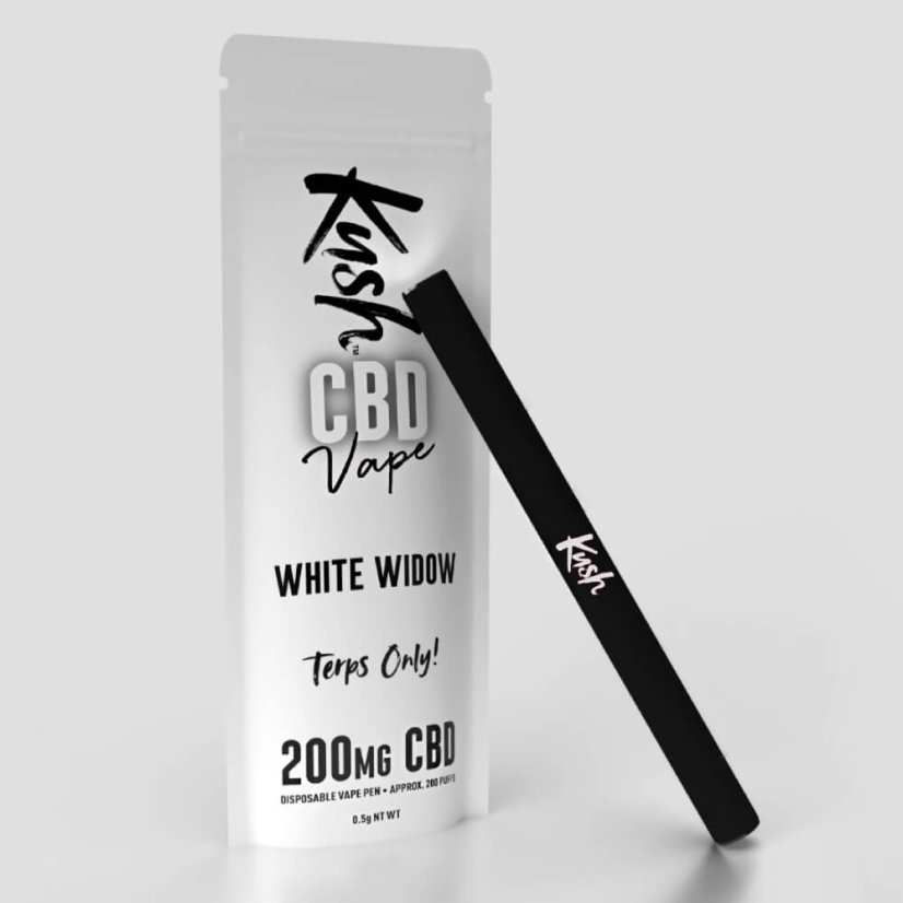 Kush Vape CBD Vape Pen White Widow 2.0, 200 mg CBD - Skjákassi 10 stk.