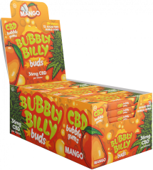 Buborékos Billy Buds mangó ízű rágógumi (36 mg CBD), 24 doboz a kijelzőn