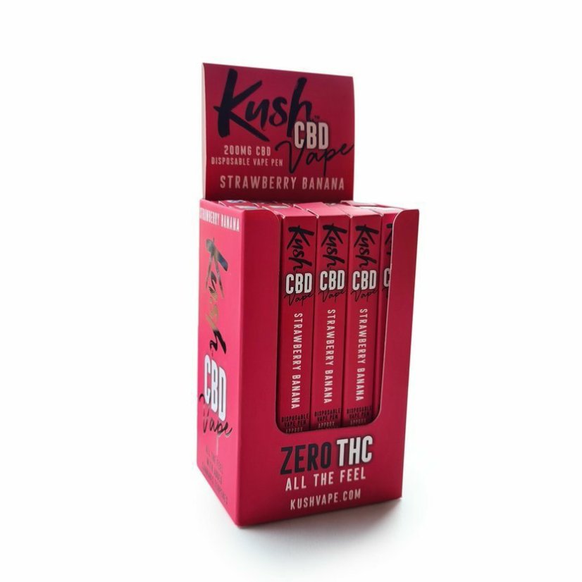 Bút hóa hơi CBD Kush Vape, Chuối dâu, 200 mg CBD - 20 chiếc / hộp