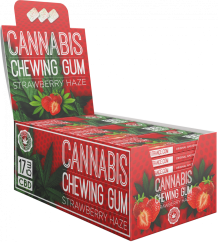Chewing-gum Cannabis Fraise (17 mg CBD), 24 boîtes en présentoir