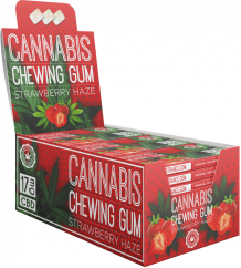 Cannabis Strawberry Chewing Gum (17 mg CBD), 24 boxes in display