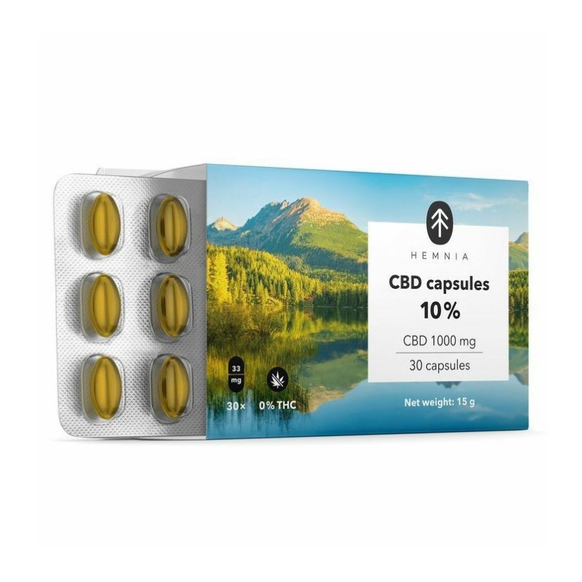 Hemnia capsule CBD 10%, 1000 mg, 30 buc x 33,3 mg CBD