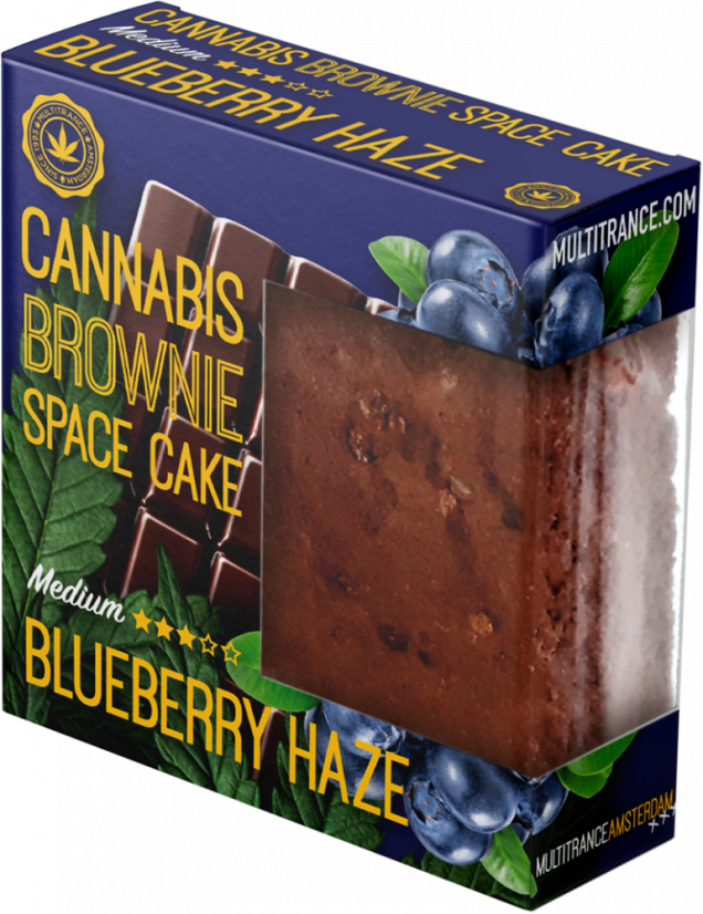 Cannabis Blueberry Haze Brownie Deluxe Packing (Sabor Sativa Medio) - Caja (24 paquetes)