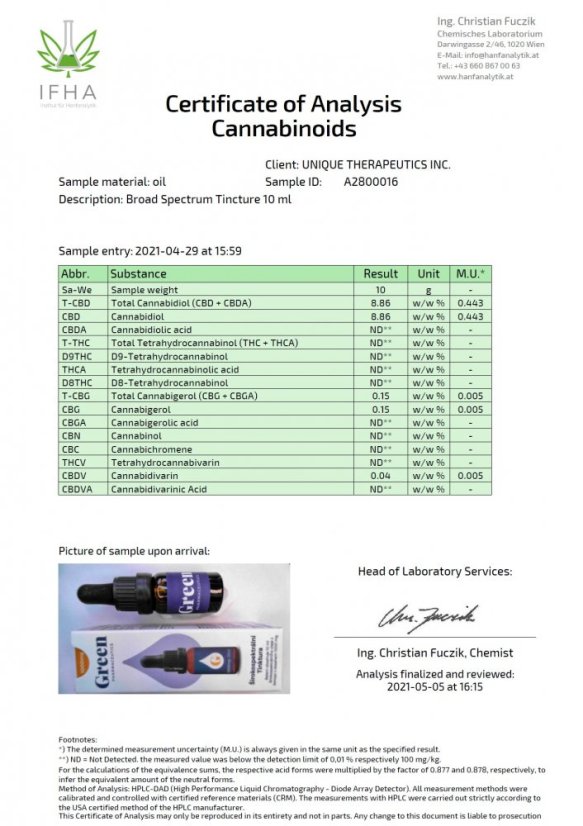 Green Pharmaceutics laia spektriga tinktuura, 10%, 1000 mg CBD, 10 ml