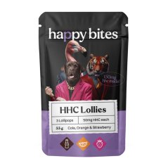 Happy Bites HHC Lollies Cola / Apelsinų / Braškių, 3 vnt x 50 mg, 150 mg