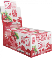 Astra Hemp Strawberry Hemp საღეჭი რეზინი (17 მგ CBD), 24 ყუთი გამოფენაზე