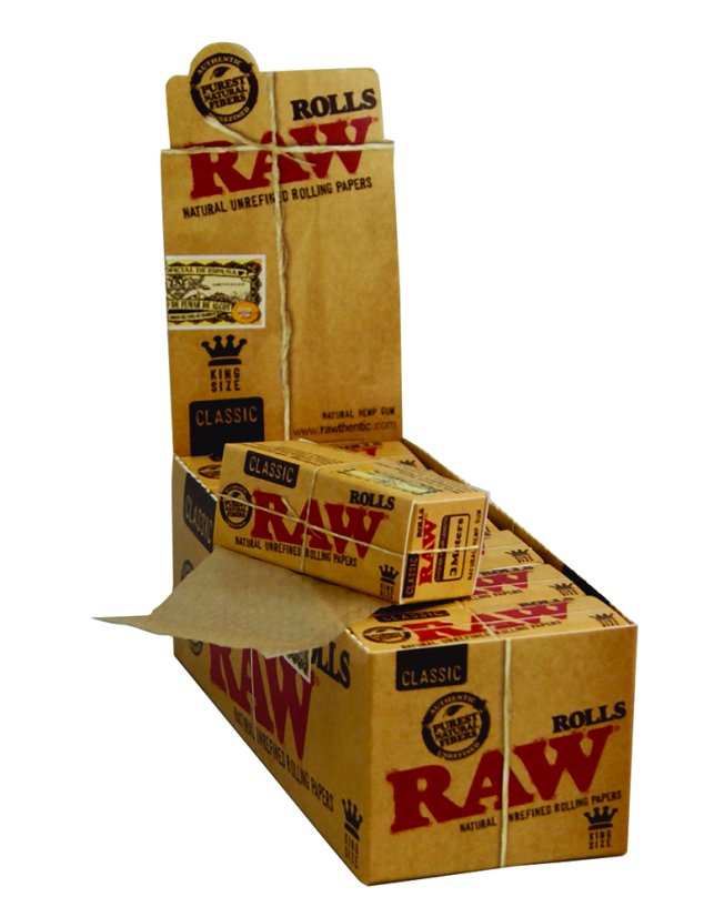 RAW Papers King Size Rolls, 3 mt, scatola da 12 pz.